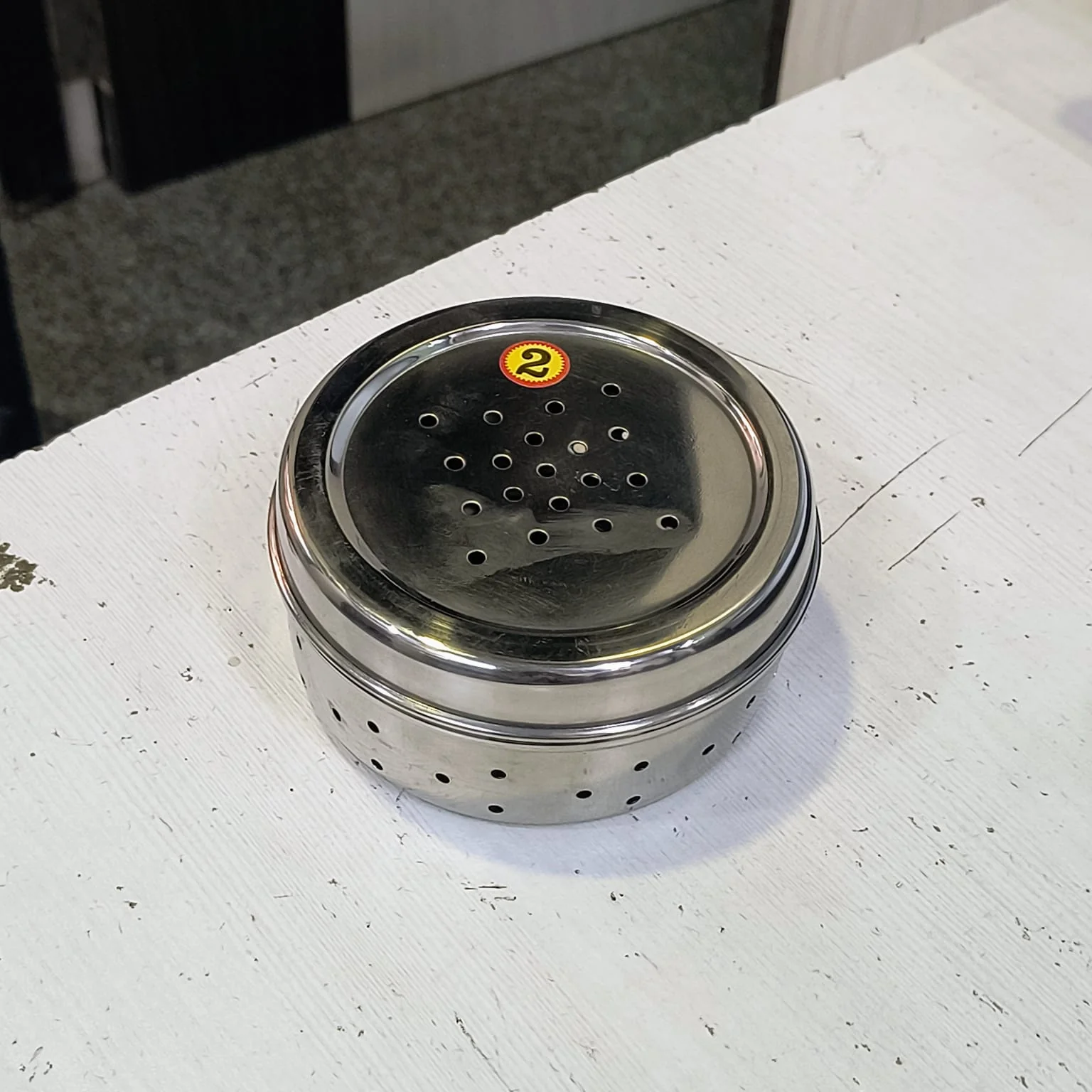 AM5331 Hole Dabba Stainless Steel Coriander Storage Box Medium - Image 5