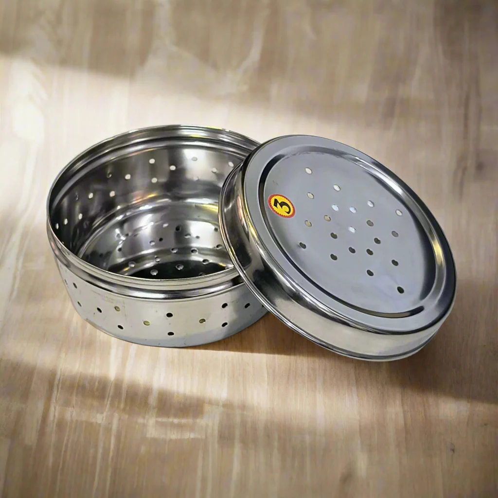 AM5332 Hole Dabba Stainless Steel Coriander Storage Box BIg - Image 2