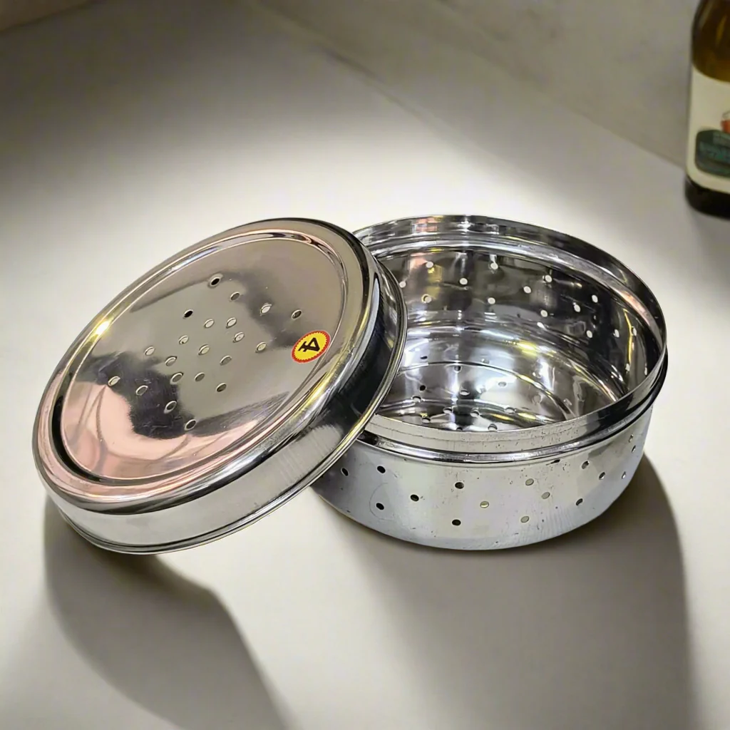 AM5333 Hole Dabba Stainless Steel Coriander Storage Box Large - Image 2