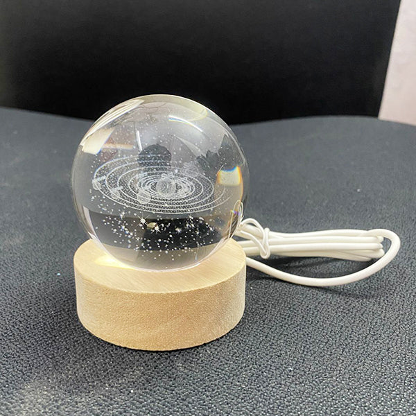 AM5356 3D Saturn Crystal Ball Night Light for Kids With Wooden Base - Fantasy Decoration LED Galaxy Planet Nightlight for Bedroom Decor - Image 4
