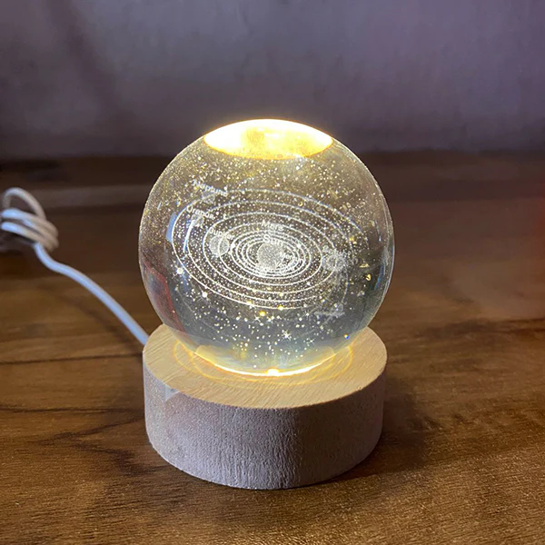 AM5356 3D Saturn Crystal Ball Night Light for Kids With Wooden Base - Fantasy Decoration LED Galaxy Planet Nightlight for Bedroom Decor - Image 5