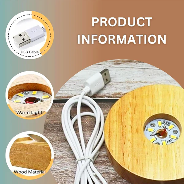 AM5358 3D Crystal Ball Night Lamp,Creative Engraved Crystal Ball Night Light, USB Table LED Wooden Crystal Ball for Home Decoration , Boys, Girls (Moon) - Image 3