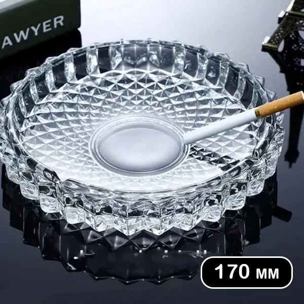 AM5360 Round Crystal Glass Smoking Ashtray- 170mm - Image 5