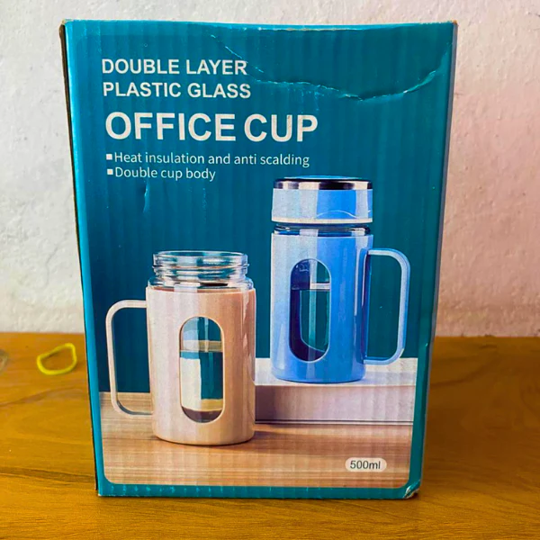AM5361 Double Wall Glass Mug with Lid-500ml with Plastic Protection and Transparent Window, Handle, and Strainer for Home and Office (Multicolor) - Image 5