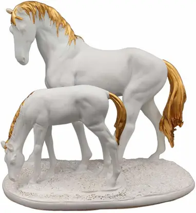 AM5369 Premium Imported White Horse and Baby with Golden Hair Showpiece - Image 5