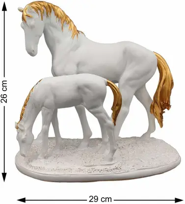 AM5369 Premium Imported White Horse and Baby with Golden Hair Showpiece - Image 6