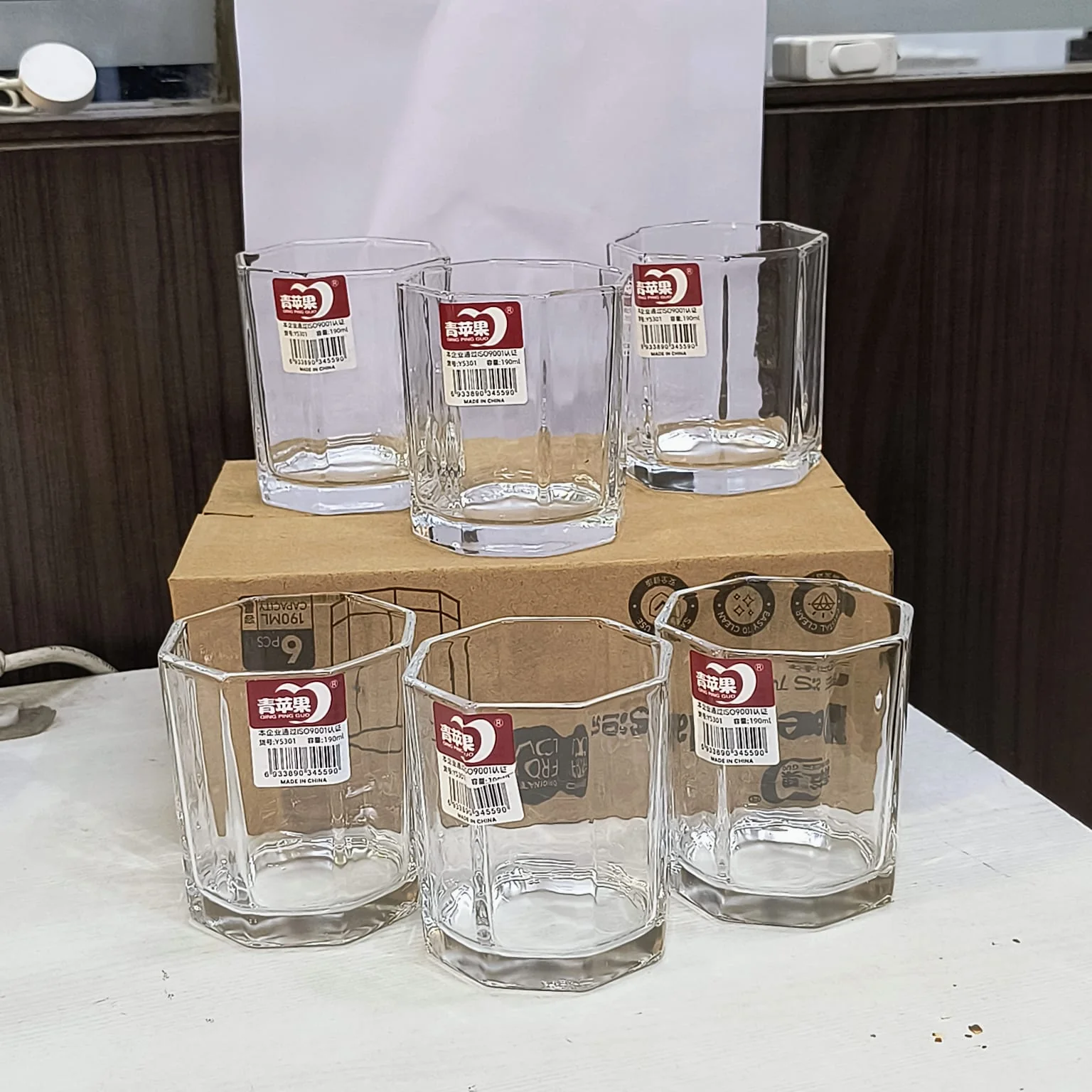 AM5372 Deli Glass Press Tumbler Set of 6 Transparent, 190ml - Image 10