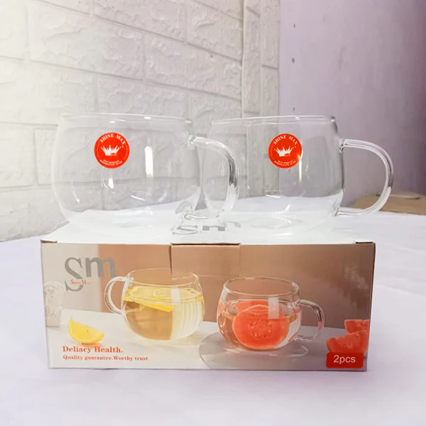 AM5375 Shine Max Transparent Glass Tea - Coffee Mug (Set Of 2 Pcs) - Image 6