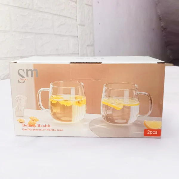 AM5376 Shine Max Transparent Glass Heat Resistant Tea - Coffee Mug (Set Of 2 Pcs) - Image 4