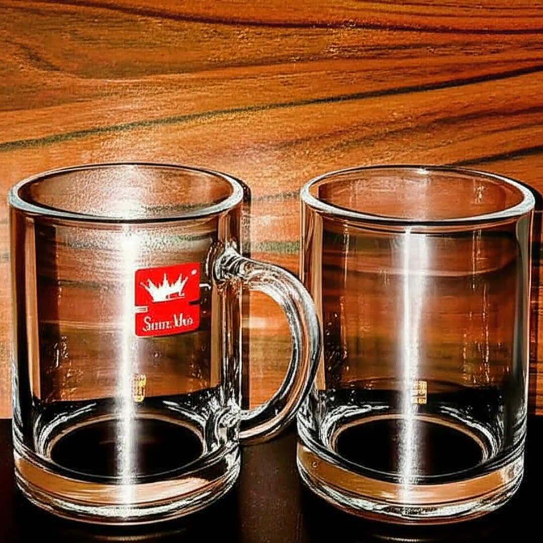 AM5377 Transparent Glass Coffee Mug for Coffee, Tea, Latte, Cappuccino and Juice (Set of 2Pcs)
