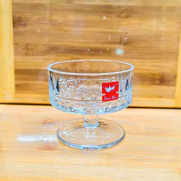 AM5378 Shine Max Glass Diamond & Step Design Round Ice Cream Cup - 180Ml (Set of 6 Pcs) - Image 4