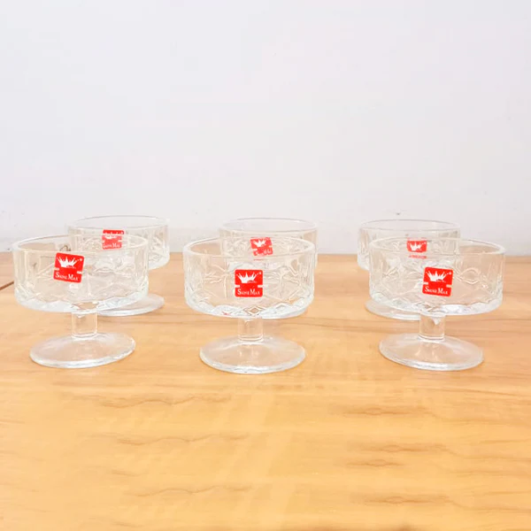 AM5378 Shine Max Glass Diamond & Step Design Round Ice Cream Cup - 180Ml (Set of 6 Pcs) - Image 6