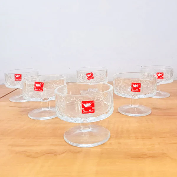 AM5378 Shine Max Glass Diamond & Step Design Round Ice Cream Cup - 180Ml (Set of 6 Pcs) - Image 7