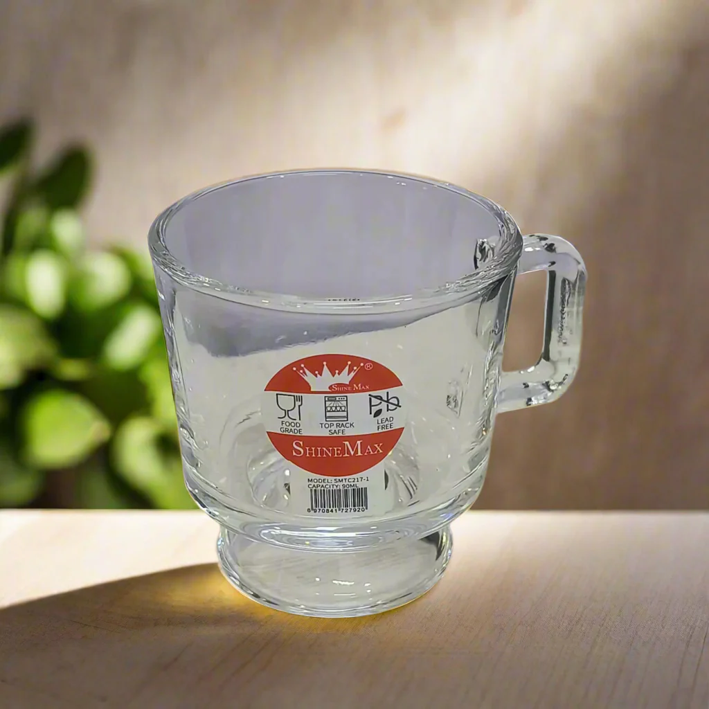 AM5379 Shine Max 6pc 80ml Coffee or Tea Cup Round Set Made of Glass - Image 3