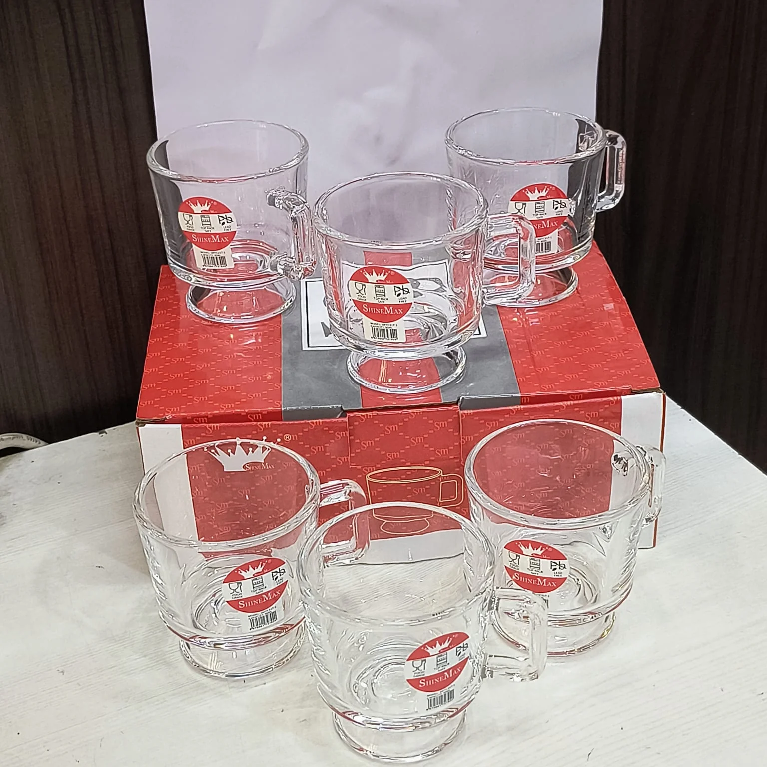 AM5379 Shine Max 6pc 80ml Coffee or Tea Cup Round Set Made of Glass - Image 6