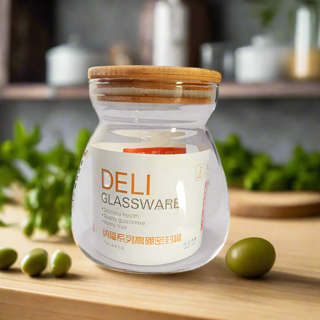 AM5381 DELI SOGA AIRTIGHT GLASS STORAGE JAR WITH BAMBOO LID, 650 ML, 1 PIECE (GPG31-1) - Image 2