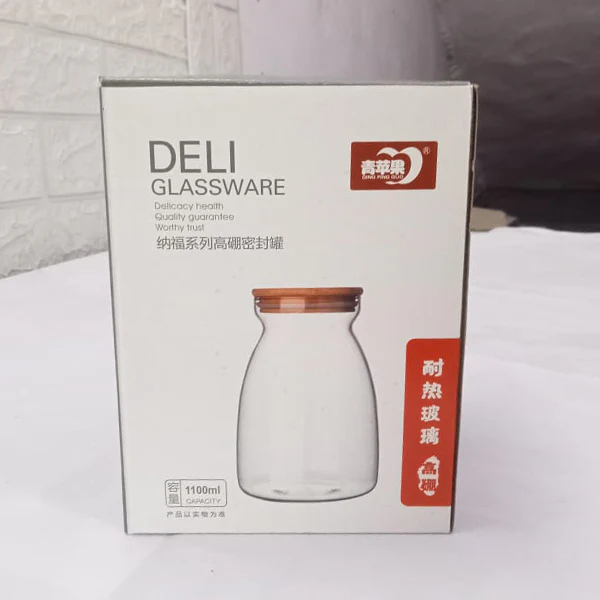 AM5382 DELI SOGA AIRTIGHT GLASS STORAGE JAR WITH BAMBOO LID, 1100 ML, 1 PIECE (GPG31-3) - Image 3