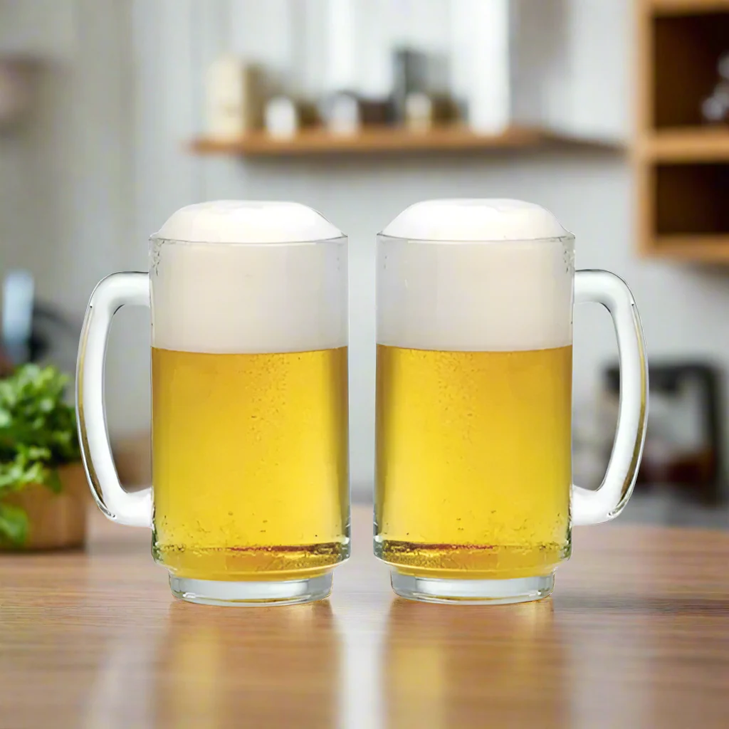 AM5384 Living Home Beer Glasses - 355ml Transparent Glasses for Beer, Drinks, Cocktail (Set of 2Pcs)