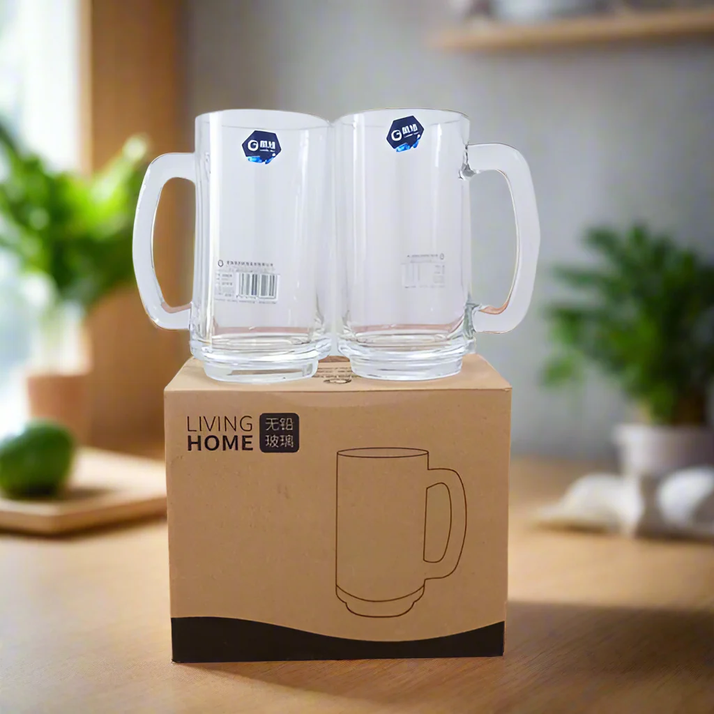 AM5384 Living Home Beer Glasses - 355ml Transparent Glasses for Beer, Drinks, Cocktail (Set of 2Pcs) - Image 2