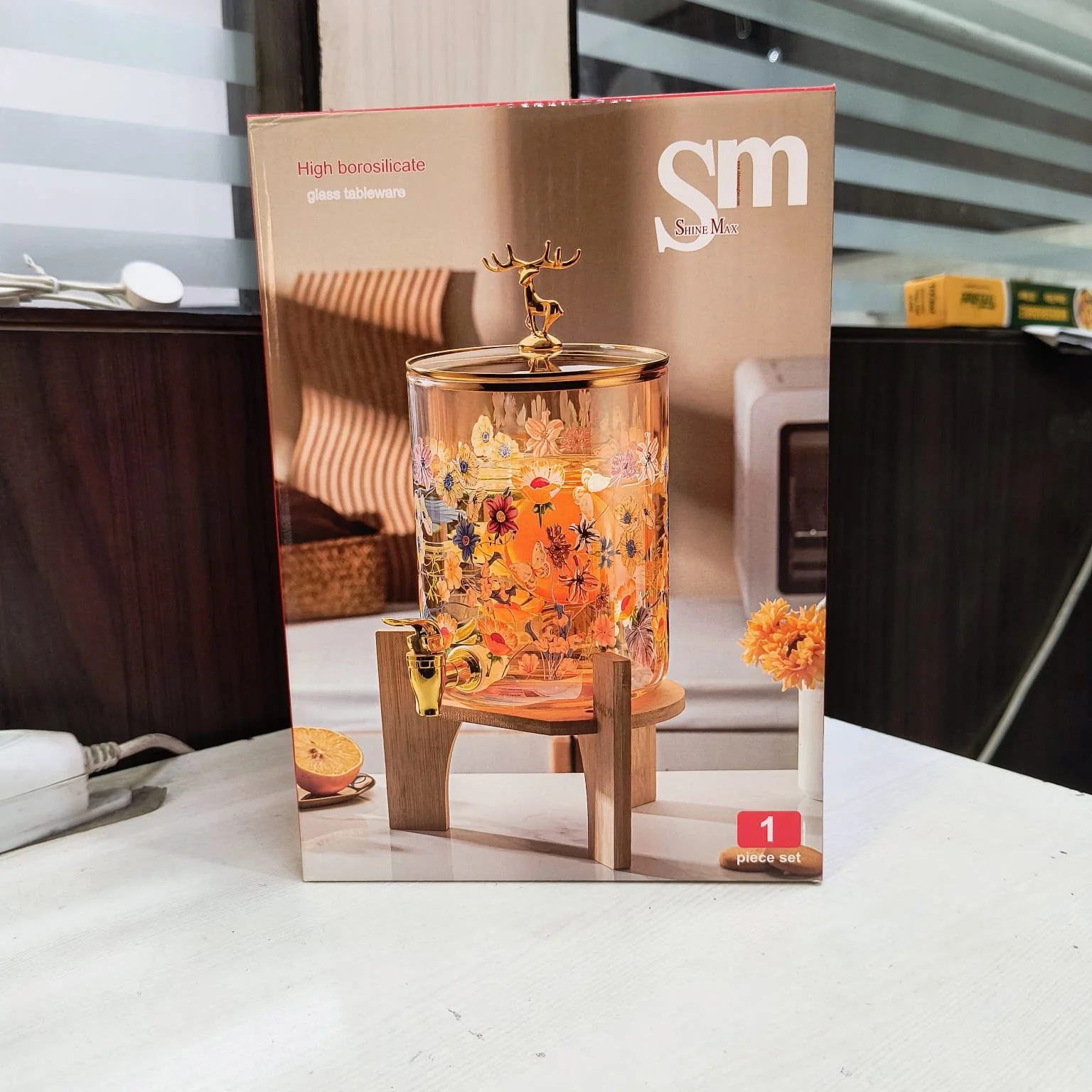 AM5390 Shine Max Glass Juice Dispenser - Gold, 3.6L - Image 6