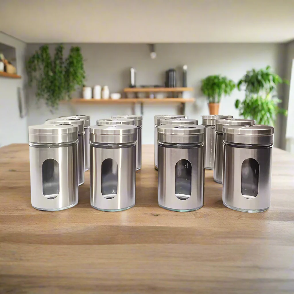 AM5396 Glass Spice Shaker Jar with Steel Lid Multicolor/Great for Spices, Herbs, Seasonings (Set of 1 Pc) - Image 4