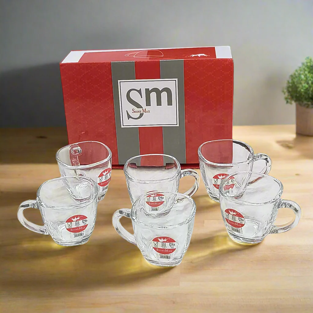 AM5398 Shine Max 6pc 80ml Coffee or Tea Cup Set Made of Glass - Image 3