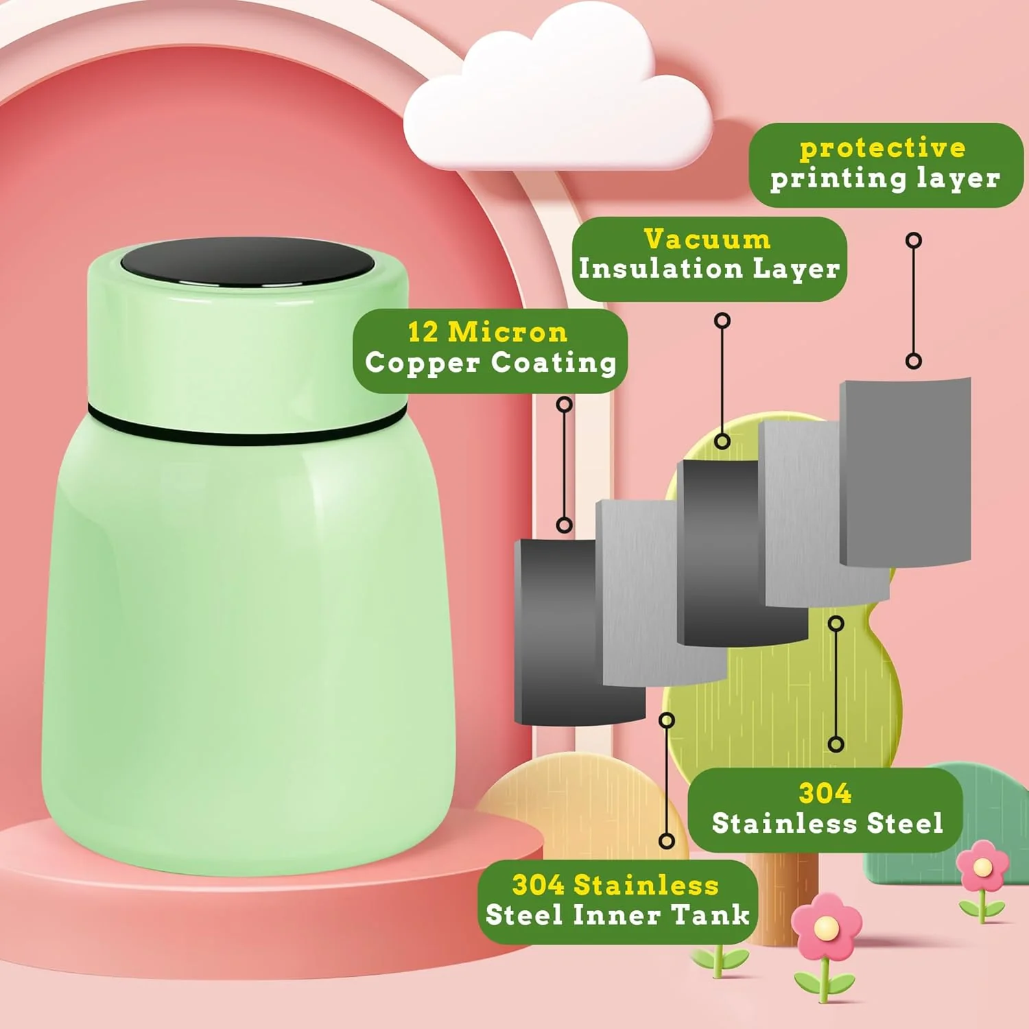 AM5399 Food Jar for Hot Food, Insulated Food Container with Temperature Display 300ml - Image 4