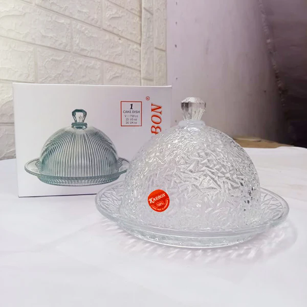 AM5402 Karbon Crystal Glass Cake Display Plate, Clear, Durable, crystal Design, Cake Stand - Image 4