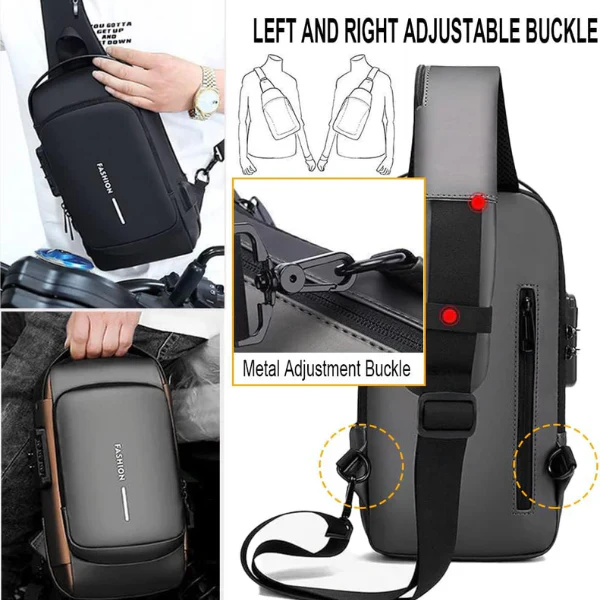 AM5415 Anti theft Crossbody Sling Bag, Waterproof Chest Daypack with USB Charging, Shoulder Backpack for Men Women - Image 2