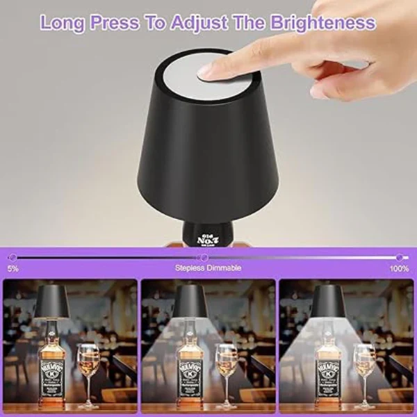 am5416 Wireless Bottle Lamp, 3 Colors Dimmable Wine Bottle Light Touch Control LED Wine Bottle Lamp For Bar Restaurant Bedroom - Image 3