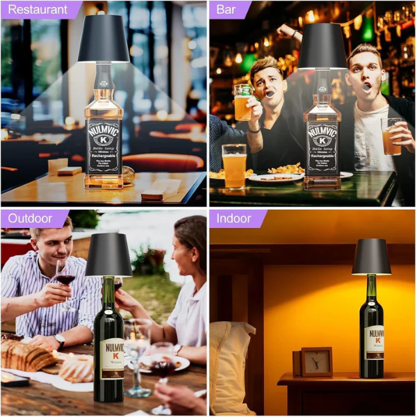am5416 Wireless Bottle Lamp, 3 Colors Dimmable Wine Bottle Light Touch Control LED Wine Bottle Lamp For Bar Restaurant Bedroom - Image 4