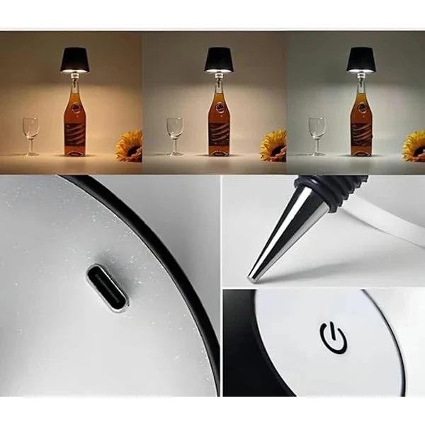 am5416 Wireless Bottle Lamp, 3 Colors Dimmable Wine Bottle Light Touch Control LED Wine Bottle Lamp For Bar Restaurant Bedroom - Image 7