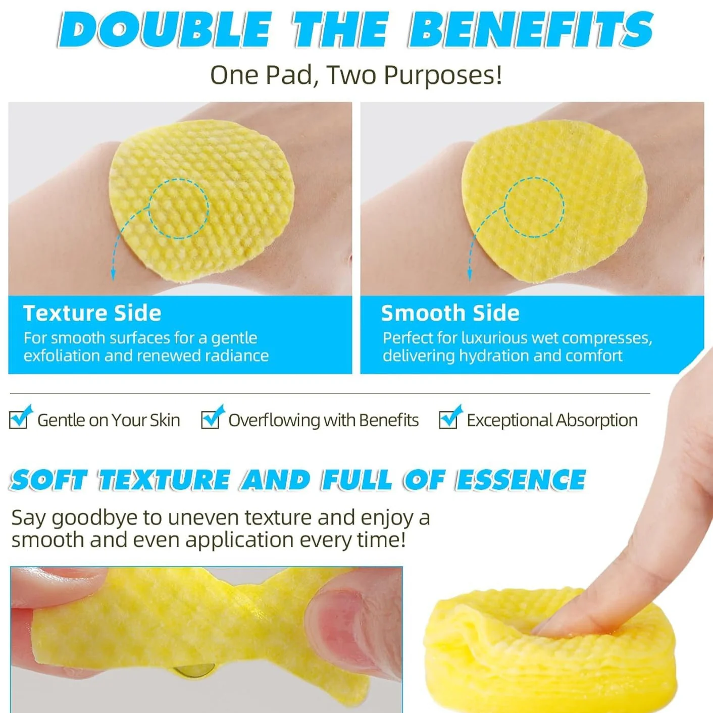AM5417 Turmeric Kojic Acid Cleansing Pads, 60 Count Turmeric and Kojic Acid Pads, Mild and Non-irritating, Suit for All Skin Types 60 Pcs Kojic Acid Turmeric Cleansing Pads - Image 3