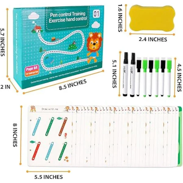 AM5422 Magical Tracing Workbook Set - Reusable Pen and Eraser - Practice Tracing Books for Kids Tracing Workbook Sets (Set of 14 pcs) - Image 4