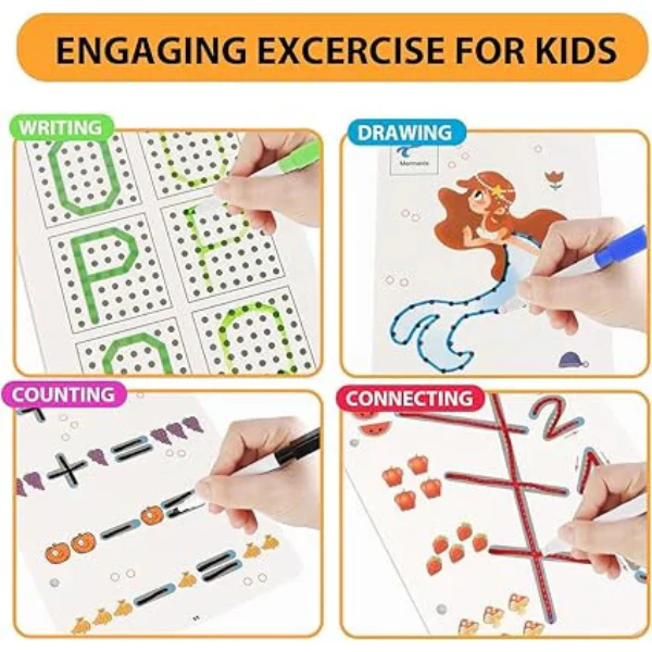 AM5422 Magical Tracing Workbook Set - Reusable Pen and Eraser - Practice Tracing Books for Kids Tracing Workbook Sets (Set of 14 pcs) - Image 7