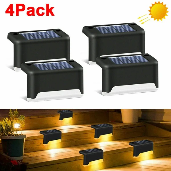 AM5423 Waterproof LED Deck Light Warm White Solar Stair Lamp, Solar Powered Step Led Light (4 Pcs)