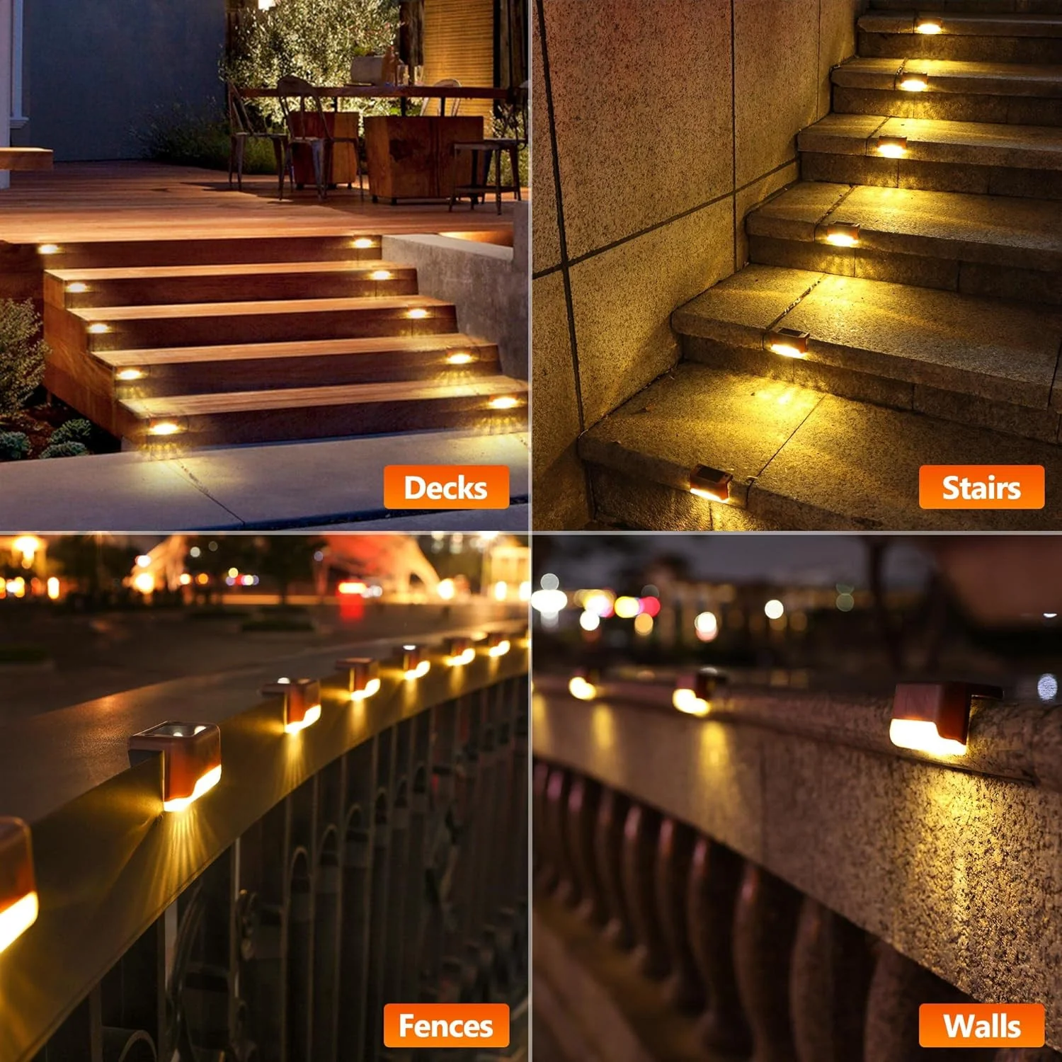AM5423 Waterproof LED Deck Light Warm White Solar Stair Lamp, Solar Powered Step Led Light (4 Pcs) - Image 2