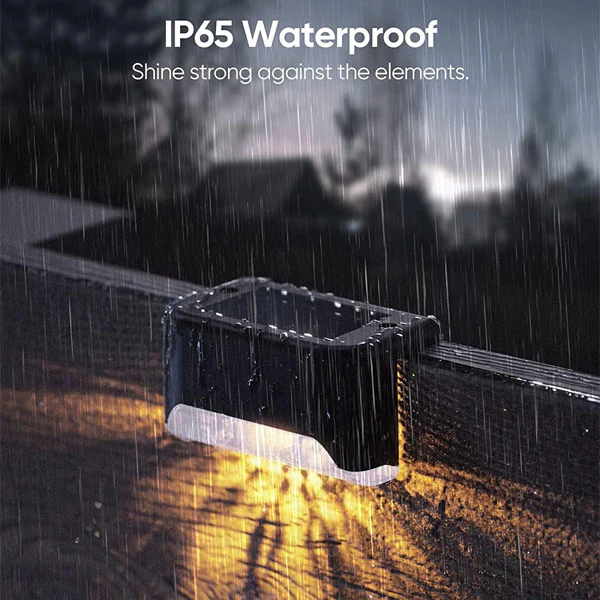 AM5423 Waterproof LED Deck Light Warm White Solar Stair Lamp, Solar Powered Step Led Light (4 Pcs) - Image 3