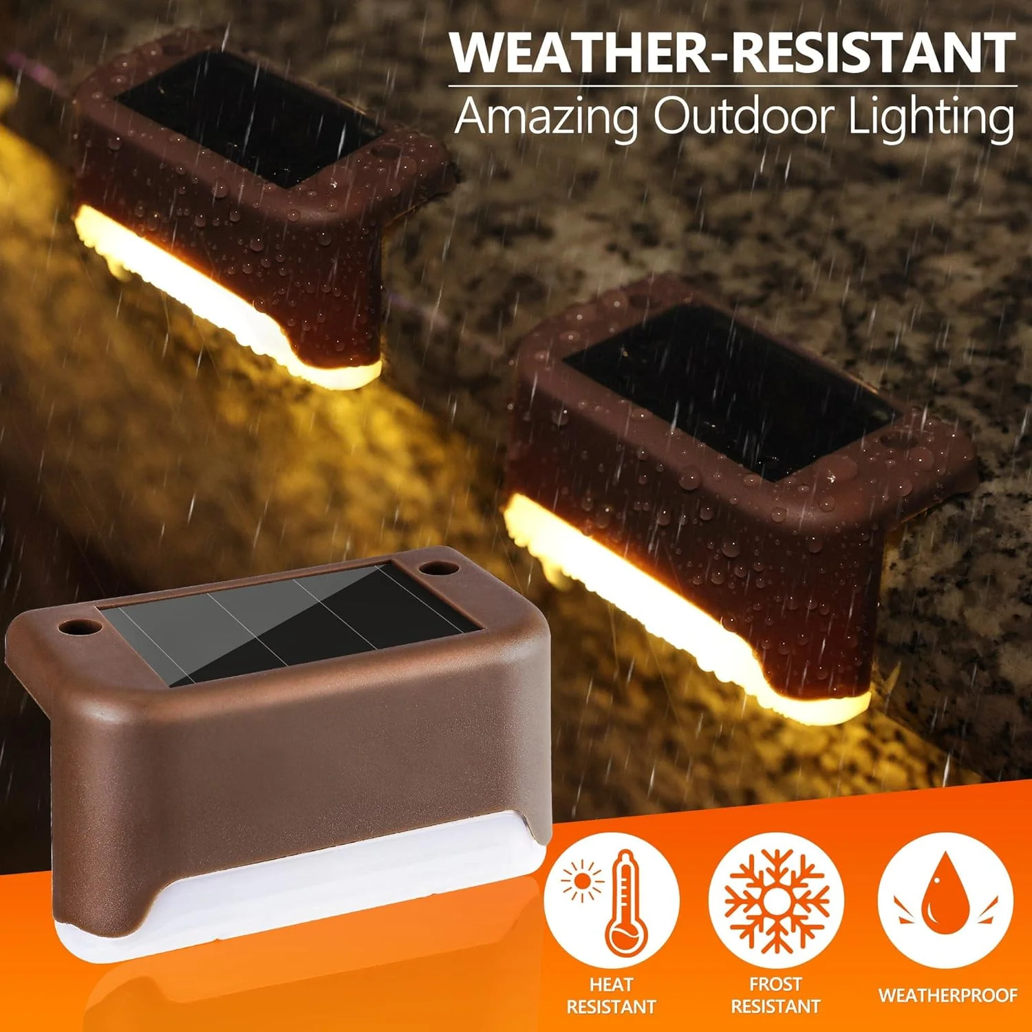 AM5423 Waterproof LED Deck Light Warm White Solar Stair Lamp, Solar Powered Step Led Light (4 Pcs) - Image 4