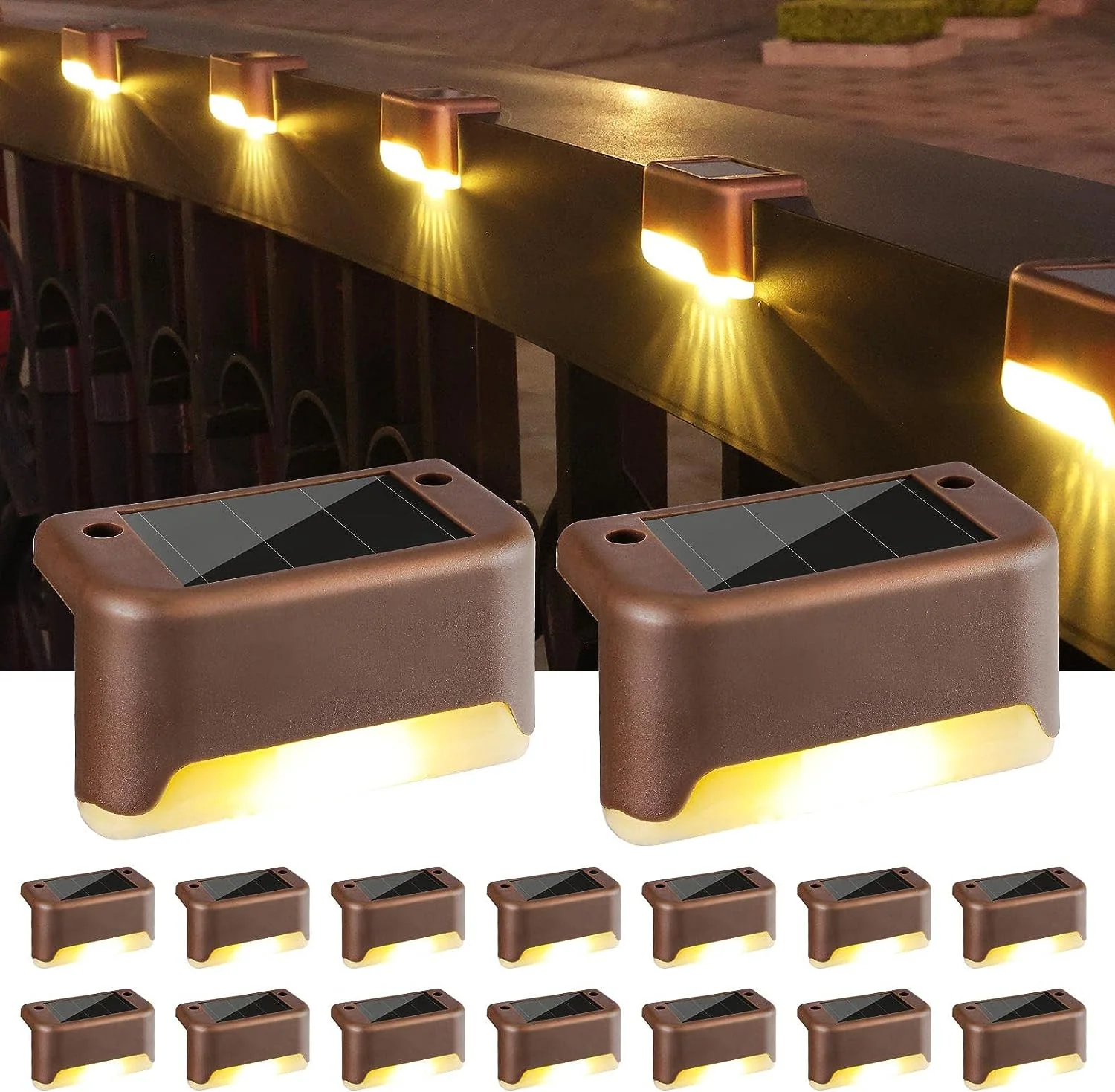 AM5423 Waterproof LED Deck Light Warm White Solar Stair Lamp, Solar Powered Step Led Light (4 Pcs) - Image 6