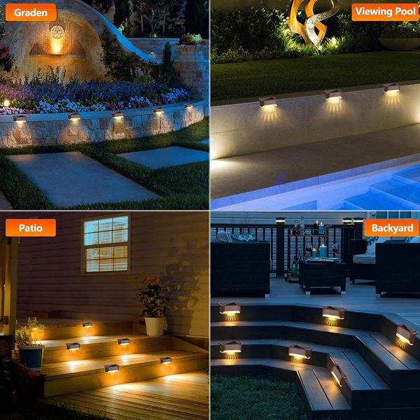 AM5423 Waterproof LED Deck Light Warm White Solar Stair Lamp, Solar Powered Step Led Light (4 Pcs) - Image 8