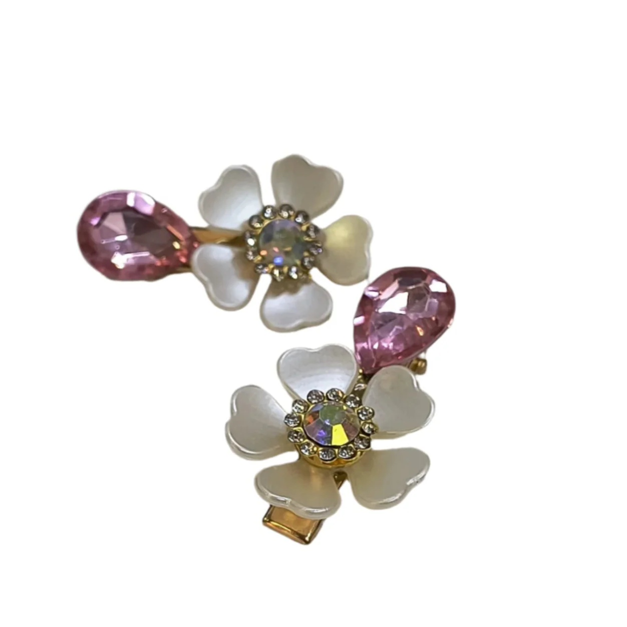 AM5427 Small Hair clips with Flower and Dimond Design (Pack of 1 Pair) - Image 4