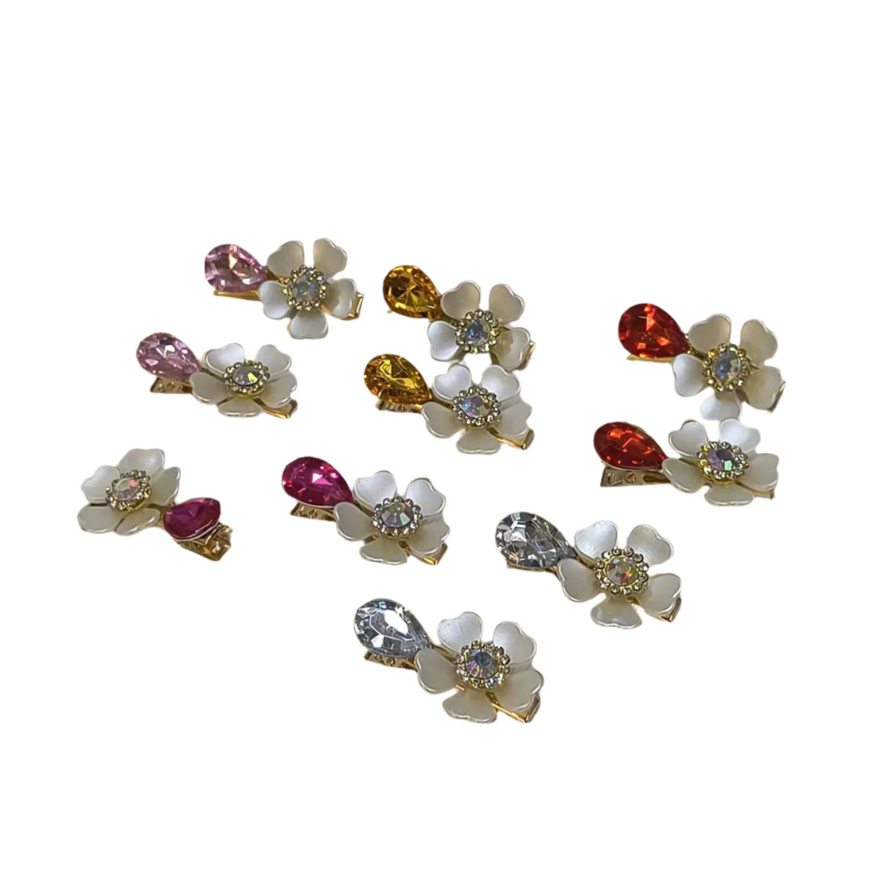 AM5427 Small Hair clips with Flower and Dimond Design (Pack of 1 Pair) - Image 5