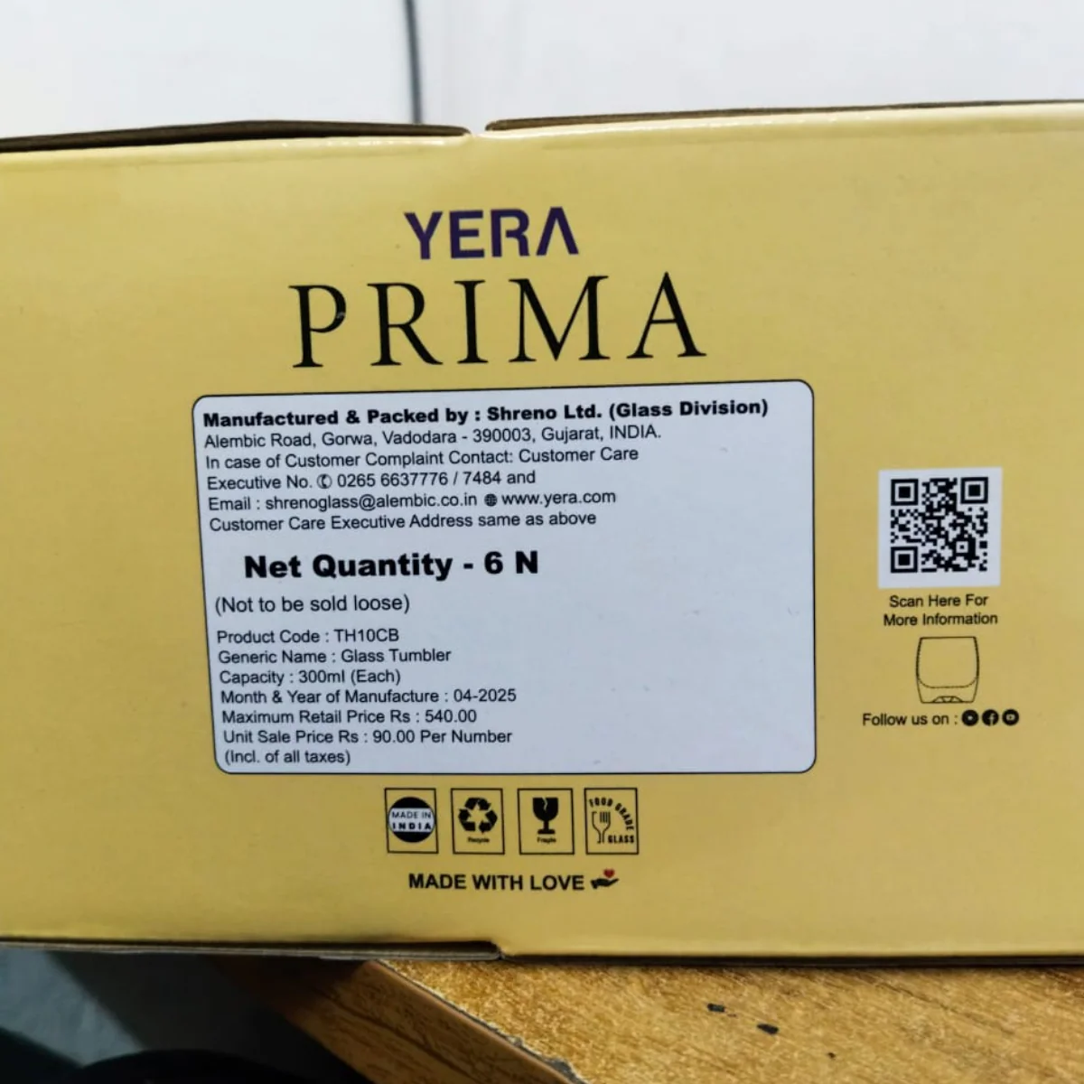 AM5442 YERA Prima Venice Oak Glass Tumbler-Set of 6 Pcs - 300ml - Image 6