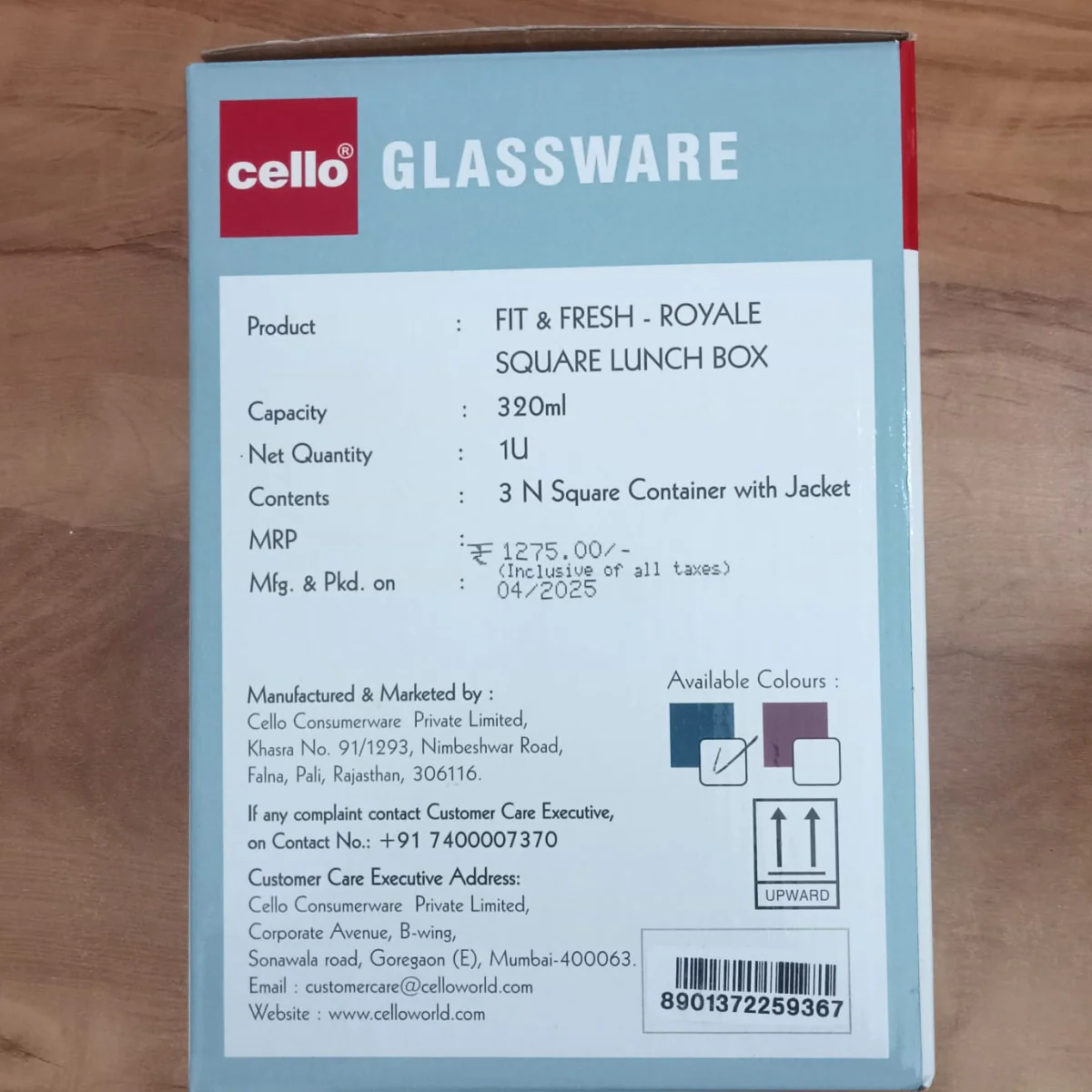 AM5448 Cello Royale Square Glass Lunch Box 320ml x 2 N with Jacket (Vr) (Pack of 2Pc) - Image 3