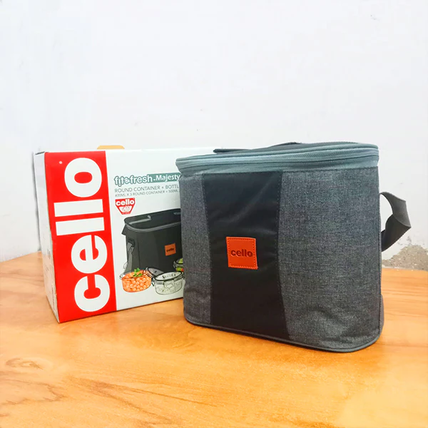 AM5454 Cello Majesty Round Glass Lunch Box 400ml x 3 N with Jacket & Glass Water Bottle 500ml With 2 Spoons (Pack of 4Pc) - Image 2