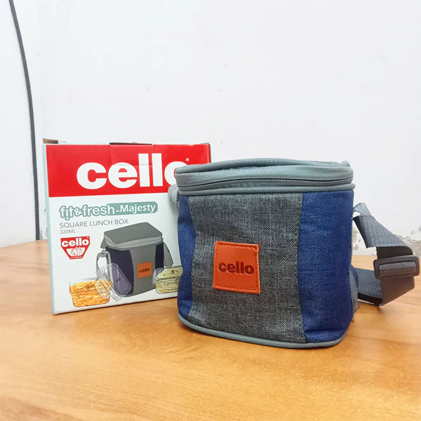 AM5457 Cello Majesty Square Glass Lunch Box 320ml x 2 N with Vertical Jacket (Pack of 2Pc) - Image 2