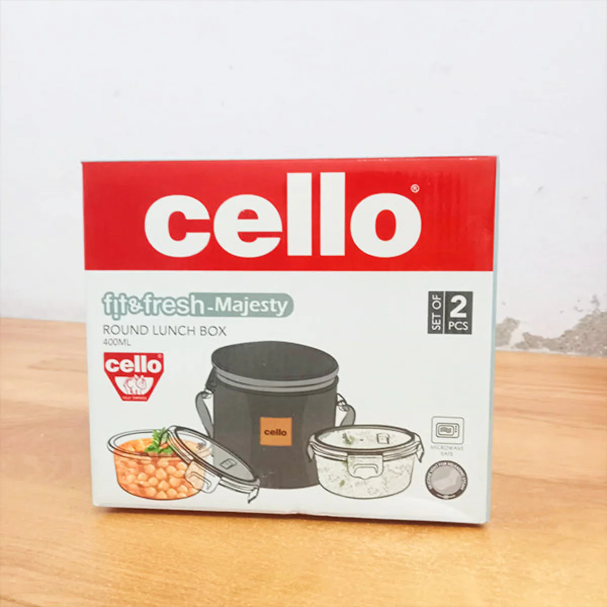 AM5459 Cello Majesty Round Glass Lunch Box 400ml x 2 N with Vertical Jacket (Pack of 2Pc) - Image 3