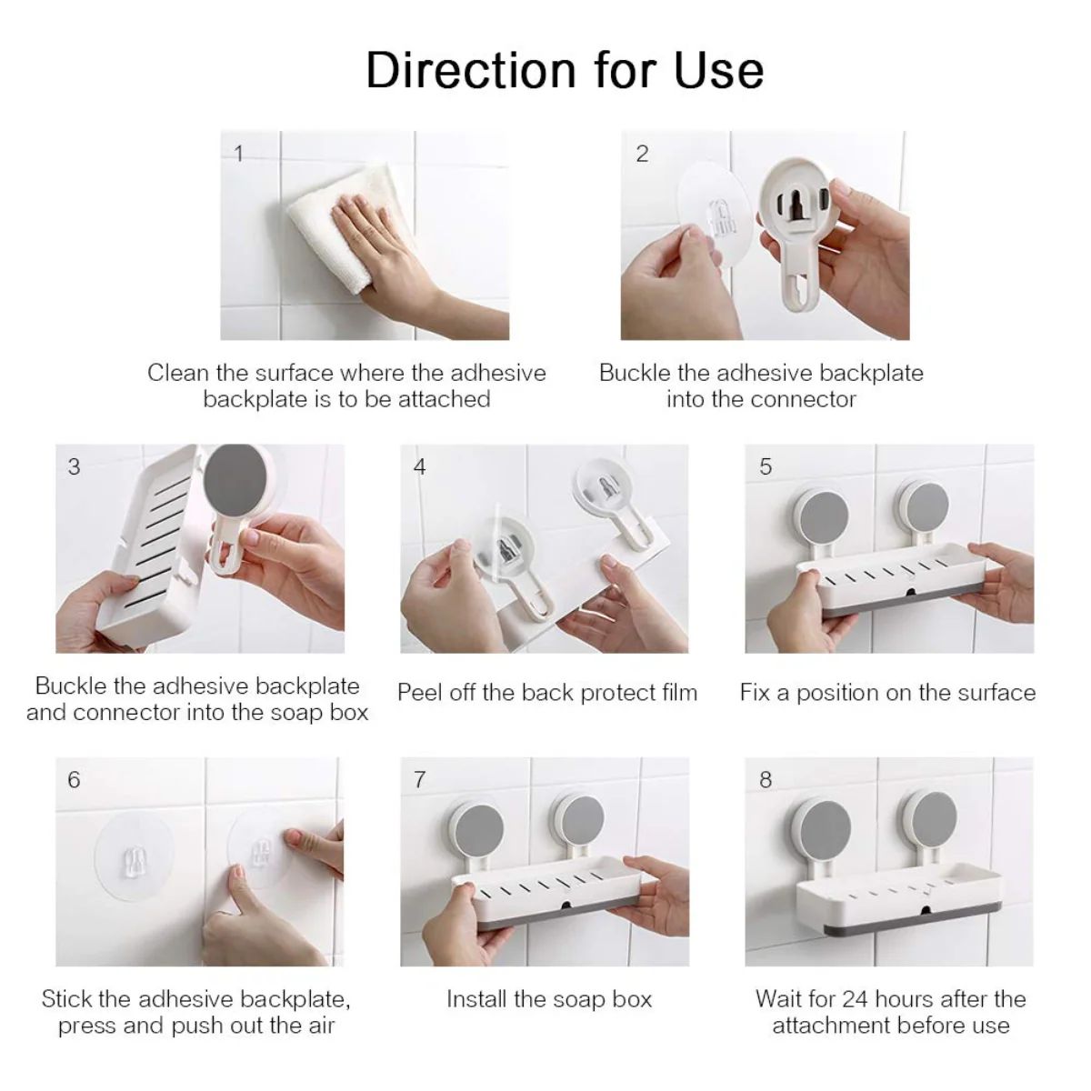 AM5479 Adhesive Soap Dish Holder with Drain- Weight Bathroom Shelf -Kitchen Holder for Soap Shampoo White-Layfoo - Image 4