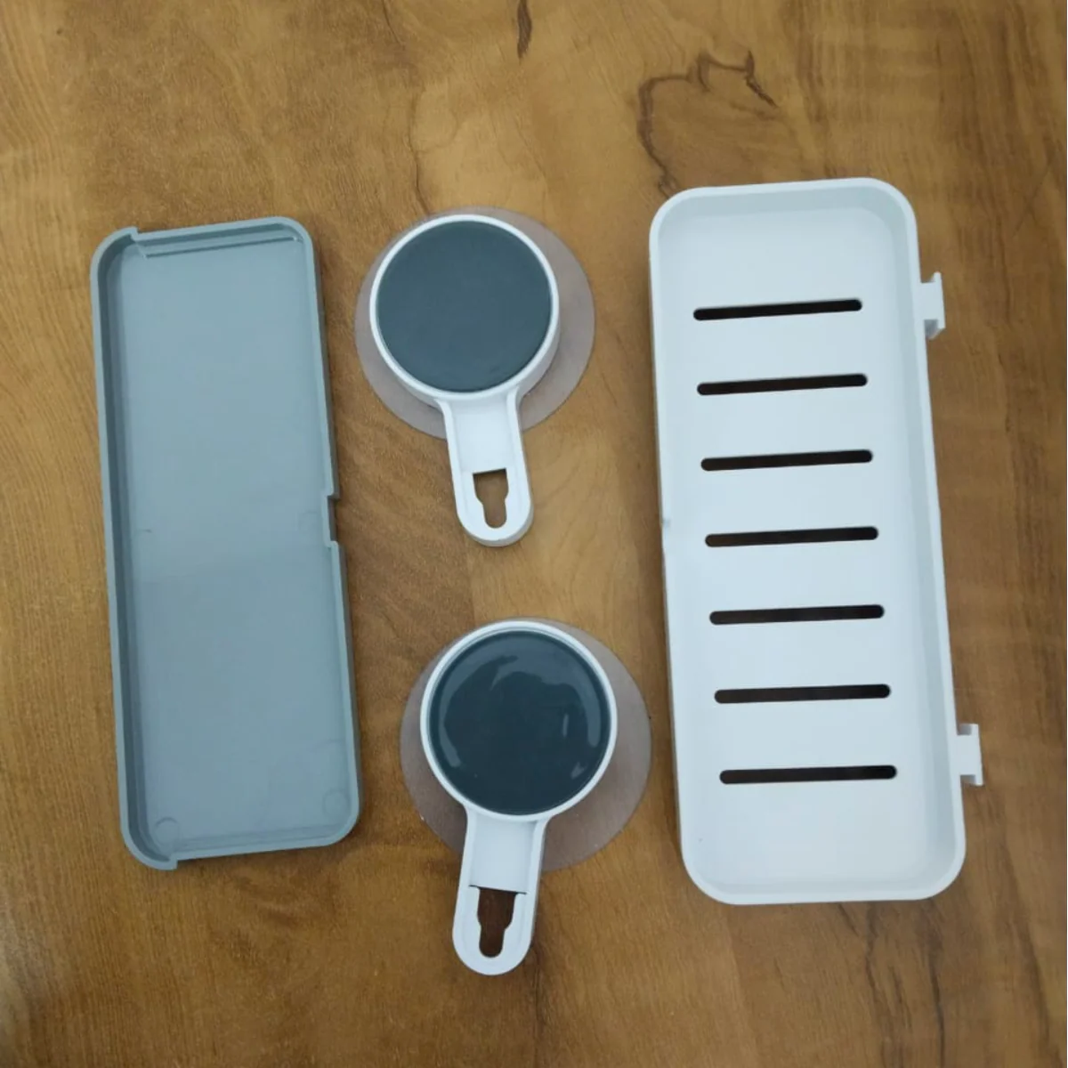AM5479 Adhesive Soap Dish Holder with Drain- Weight Bathroom Shelf -Kitchen Holder for Soap Shampoo White-Layfoo - Image 7